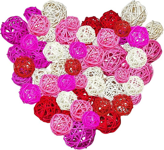 Valentine's Day Rattan Balls 36pcs&Valentines Day vase Filler&Valentine Bowl Filler&Decorative Balls for Bowls Decoration for Home Decoration Valentine's Day Decoration