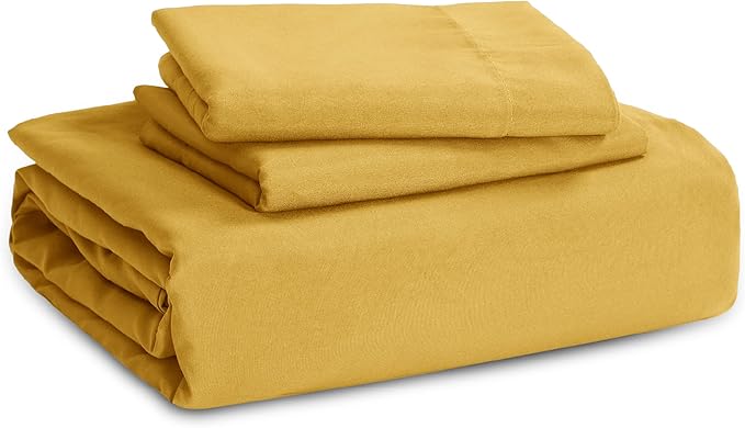 Bedsure Mustard Yellow Duvet Cover King Size - 3 Pieces Prewashed Cotton-Like Extra Soft Bedding Set, Includes 1 Duvet Cover 104x90 Inches with Zipper Closure & 2 Pillow Shams, Comforter Not Included