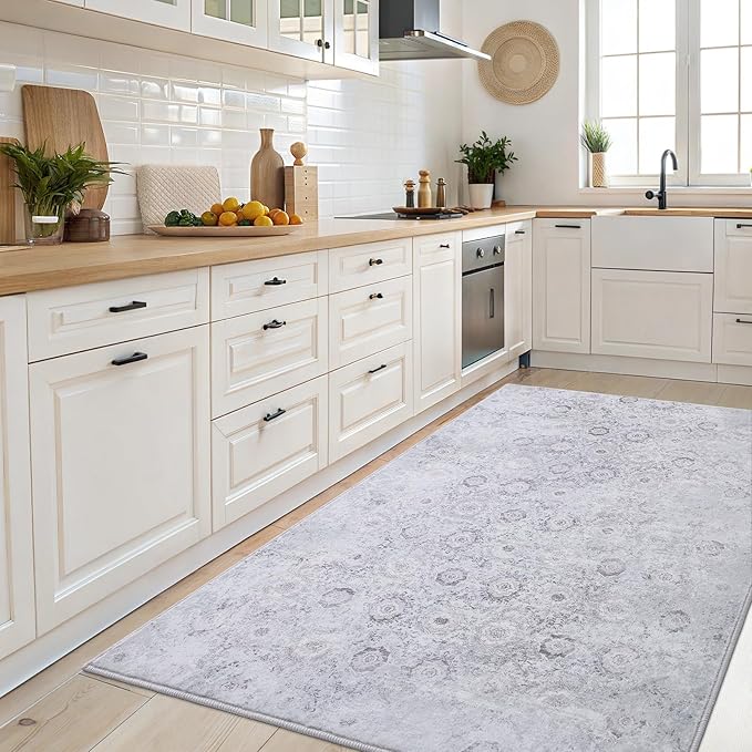 Vanmoos 2x3 Washable Area Rug – Soft, Non-Slip Entrance Rug, Durable Indoor Door mat, Floor Carpet for High-Traffic Areas, Entryway, Kitchen, and Bedside, Nordic Serenity/Grey