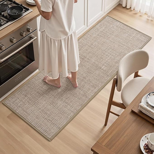 PADOOR Kitchen-Rugs Non Slip Washable, Kitchen-Mats for Floor Super Absorbent Kitchen Floor Mat, Rubber Backing Kitchen Runner Rug, Comfort Standing Mats in Front of Sink 20"x47" Beige