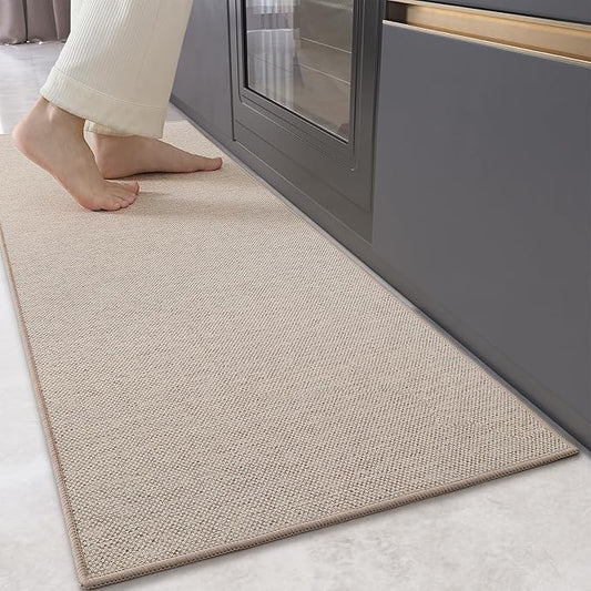 Color&Geometry Kitchen Rugs and Mats Non Slip Washable, Absorbent Woven Kitchen Runner Rug Easy to Clean Kitchen Floor Mats for in Front of Sink, Laundry Room, Hallway, 17”x47”, Beige