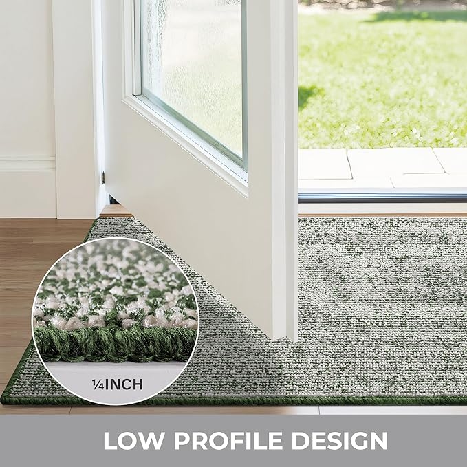 GRANNY SAYS Front Door Mat Outside Entrance, Door Mats for Entryway, Welcome Matt Non-Slip, Large Front Porch Mat Low Profile Resist Dirt, 48"x32", Green Beige