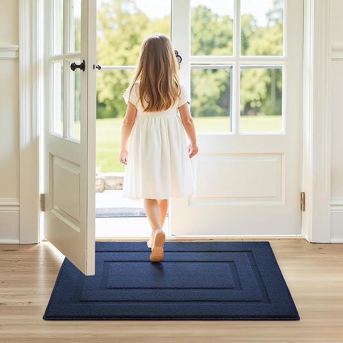 GRANNY SAYS Front Door Mat Outside Entrance, Welcome Matt Indoor Non-Slip, Door Mats for Outdoor, Entryway Front Porch Matt Low Profile Resist Dirt Easy to Clean, 36" x 24", Deep Blue