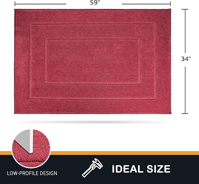 PURRUGS Dirt Trapping Door Mat 34" x 59", Non-Slip/Skid Machine Washable Entryway Rug, Dog Doormat, Super Absorbent Welcome Mat for Muddy Wet Shoes and Paws, Burgundy Red