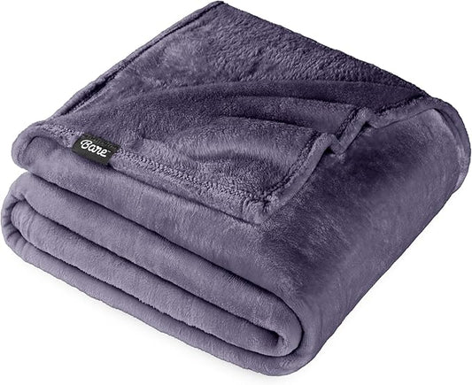 Bare Home Fleece Blanket - Throw/Travel - Ultra-Soft Lightweight for Bed, Sofa, and Couch - Luxury Microplush - Cozy Warm Blanket (Throw/Travel, Dusty Purple)