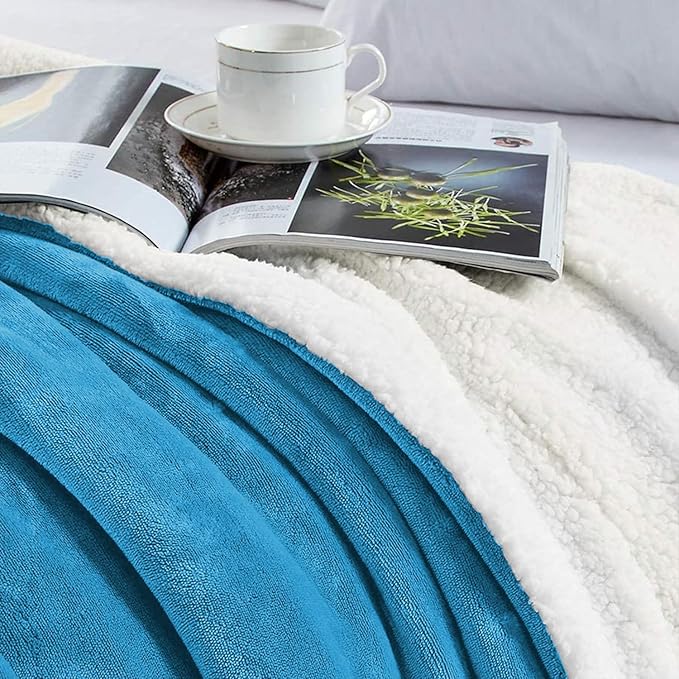 MOONLIGHT20015 Sherpa Throw Blanket - (Teal, 50X60 Inches) Soft and Warm Blankets for Winter Thick, Fluffy and Plush Blanket for Bed, Sofa, Camping and Travel