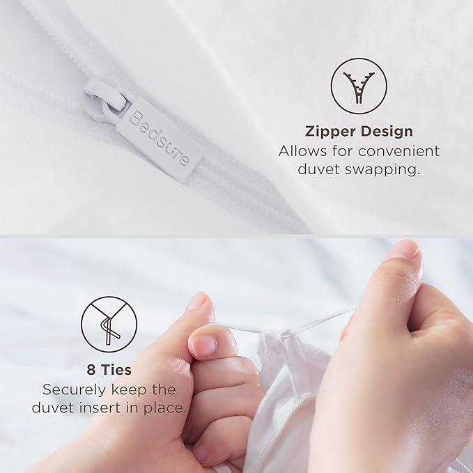 Bedsure Duvet Cover King Size Only - Prewashed Cotton-Like Extra Soft All Season Bedding, Includes 1 Duvet Cover 104x90 Inches with Zipper Closure, White, Comforter Not Included