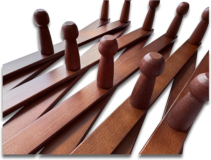Expandable Wooden Coat Rack Hanger – Accordion Wall Mounted Pine Wood Hooks – Hand Made Vintage Expending Pegs – Hang Coat, Jacket, Hat, Leash, Towel, Mug, Bag – 17 Hook, Dark Walnut