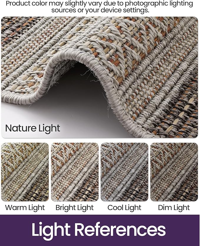 DEXI Dirt Trapper Door Mat, 31x48 Washable Doormat, Dirt Resistant and Absorbent, Easy Clean Low-Profile Floor Rugs for Entryway, Front Door, and Inside Entrance, Striped Brown