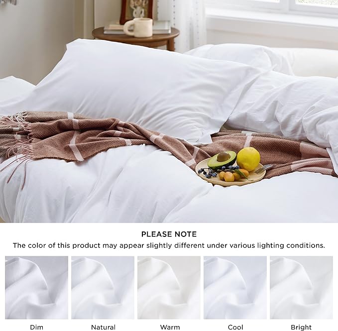 Bedsure Bright White California King Duvet Cover - Prewashed Cotton-Like Extra Soft Bedding Set, Includes 1 Cal King Duvet Cover 104x98 Inches with Zipper Closure & 2 Pillow Shams, No Comforter