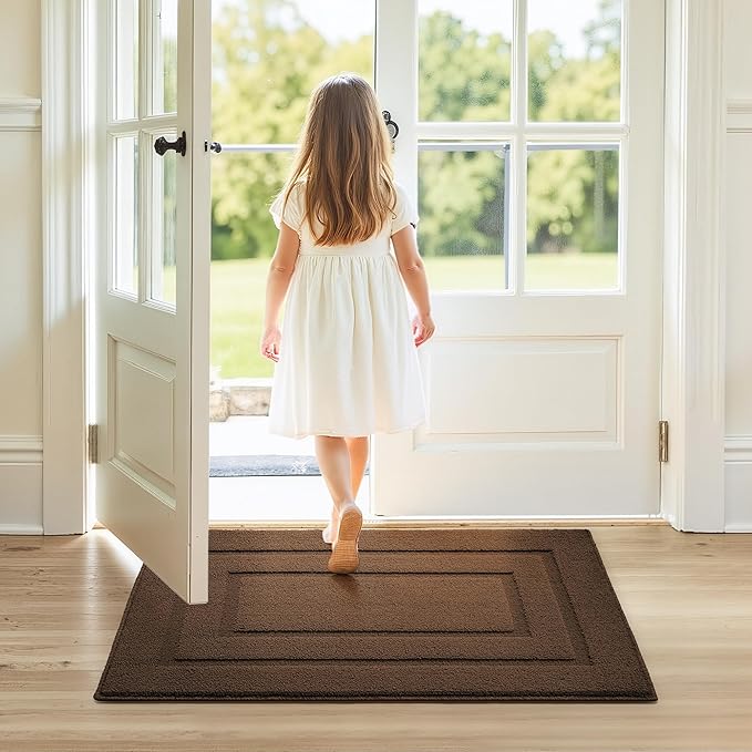 GRANNY SAYS Front Door Mat Outside Entrance, Welcome Matt Indoor Non-Slip, Door Mats for Outdoor, Entryway Front Porch Matt Low Profile Resist Dirt Easy to Clean, 36" x 24", Dark Brown