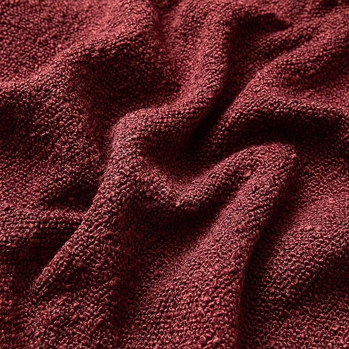 JUSPURBET 12x20 Throw Pillow Covers Set of 2 Decorative Pillow Covers for Couch Sofa Bed Cozy Boucle Textured Lumbar Cushion Covers Cases with Invisible Zipper for Living Room Home Decor,Burgundy