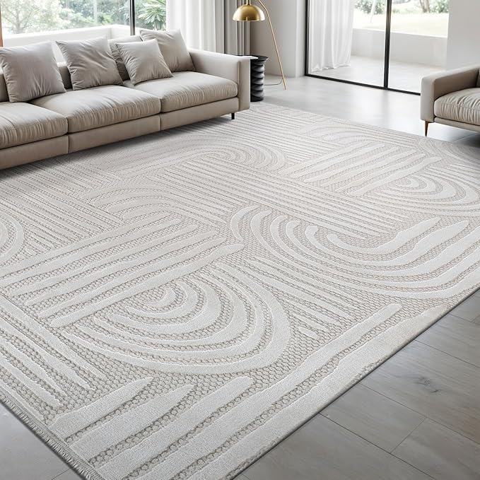 Modern Indoor Rug Orbit 4x6 Area Rugs for Living Room Luxury Kitchen Bedroom Durable Soft Geometric Durable Low and High Pile Stain Resistant Non Shedding Area Carpet 4x6