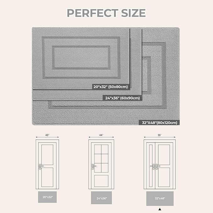 GRANNY SAYS Front Door Mat Outside Entrance, Welcome Matt Non-Slip, Outdoor Door Mats for Entryway, Long Front Porch Mat Low Profile Resist Dirt Easy to Clean, 47"x32", Grey