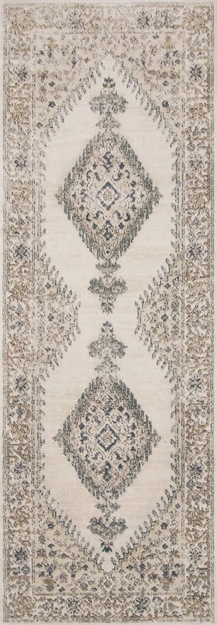 Loloi Teagan Collection TEA-02 Oatmeal/Ivory 2'-8" x 7'-6" Runner Rug, Large, Soft Neutral Rug, High-Traffic for Living Room, Bedroom, Home Office, Dining Area