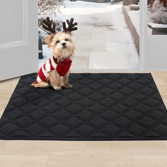 BEQHAUSE Dirt Trapper Door Mat 24" x 36", Non-Slip Washable Doormats Welcome Mat, Dirt Resistant and Absorbent Entrance Mat, Low Profile Floor Mats for Front Back Door, Entryway, Black