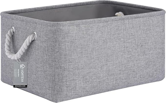 Large Storage Baskets- 15.7x11.8x8.26 inch Storage Bins for Shelves and Closet Organizing, Foldable Fabric Bin for Home Organization Clothes and Laundry (1-Pack, Gray)