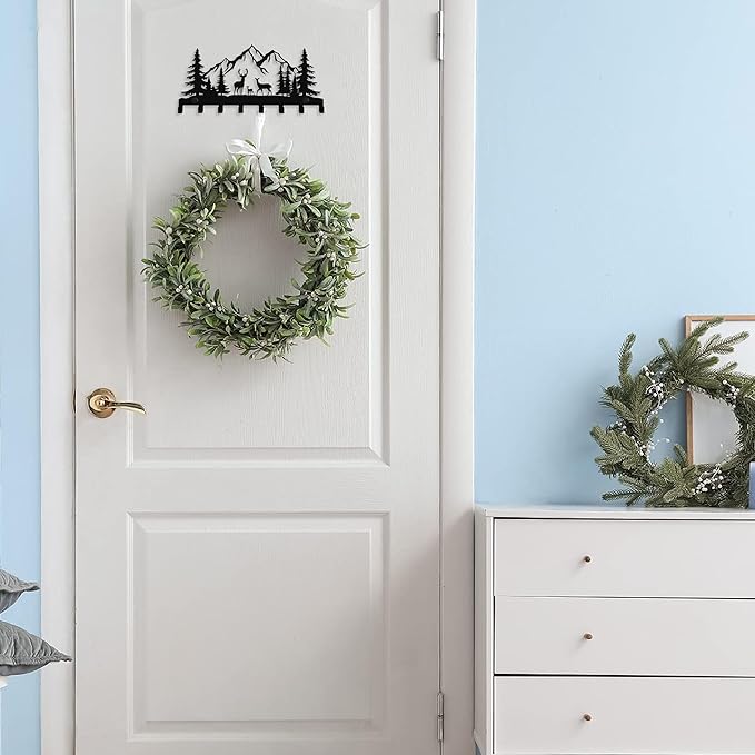 Keys Hooks for Wall, Metal Deers Hooks, 8 hooks, Christmas Decor Deer Wall Metal Decor, Mountain Forest Wall Mount Hanger Rack for Entryway Front Door Kitchen Hallway Garage Mudroom Office (Deer)