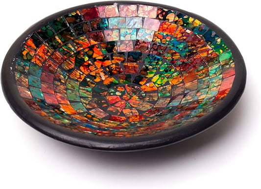 Red Co. Glass Mosaic Ceramic Decorative Accent and Centerpiece Bowl - Round 8 inches