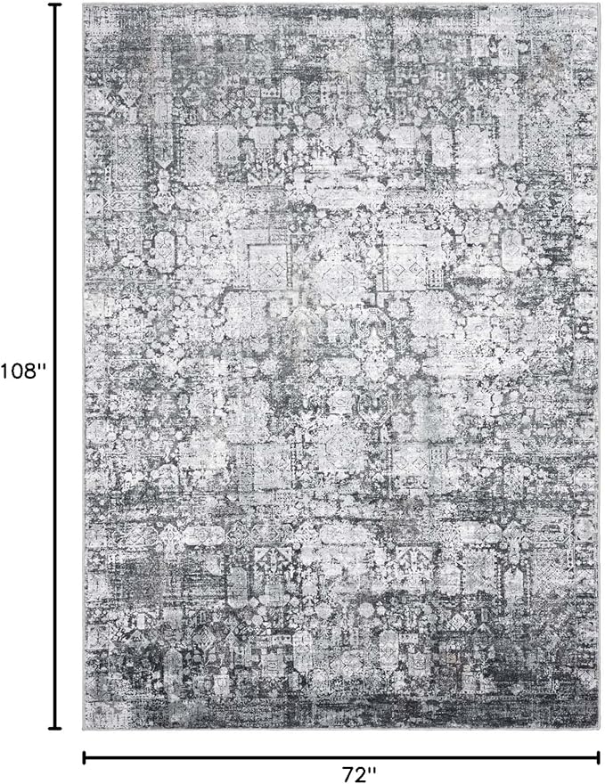 Domitapis Area Rug 6×9, Large Vintage Boho Rug,Ultra-Soft Low Pile, Washable, Non Slip,Stain Resistant, Printed Carpet for Living Room Bedrooms Playroom Office Kitchen, Dark Stone