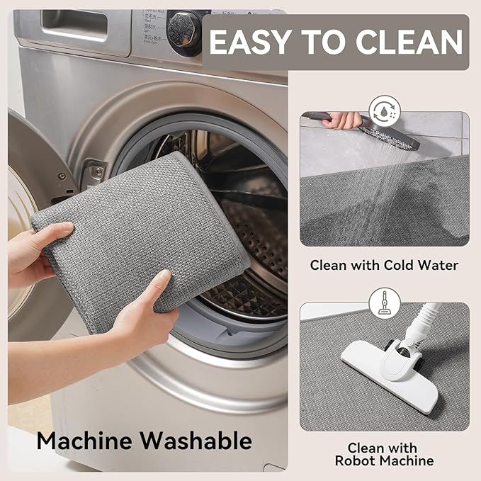Long Kitchen Runner Rugs Non Slip Washable, Linen-Like 0.3" Thick Cushioned Absorbent Kitchen Mats for Floor, Mild Anti-Fatigue Sink Floor Mat Laundry Standing Mat, Easy Clean, Gray 17"x71"