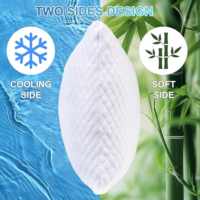 NTCOCO Cooling Bed Pillows King Size Pack of 2 for Sleeping Shredded Memory Foam Bed Pillows Adjustable Gel for Side Stomach Back Sleepers Washable Removable Cover
