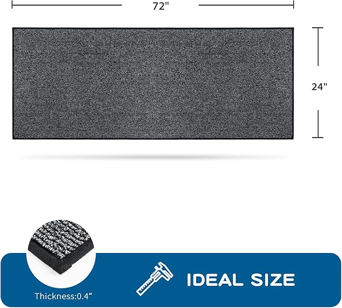 PURRUGS Machine Washable Kitchen Runner Rug 2ft x 6ft, Non-Slip/Skid Hallway Runner Rug, Super Absorbent Soft Area Rug for Hallway, Kitchen & Laundry, Rolled Packaging, Charcoal