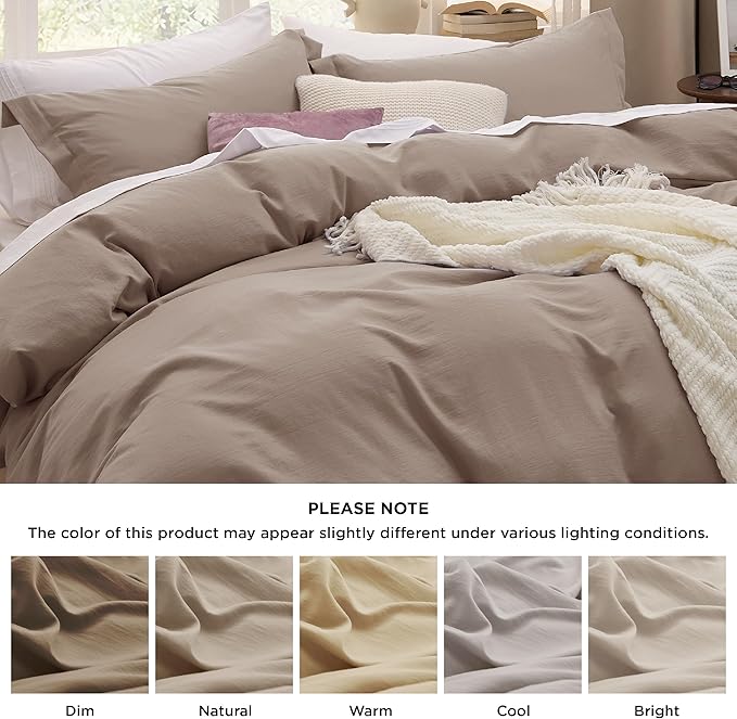 Bedsure Khaki Duvet Cover King Size - 3 Pieces Prewashed Extra Soft Bedding Set, Includes 1 Duvet Cover 104x90 Inches with Zipper Closure & 2 Pillow Shams, Comforter Not Included