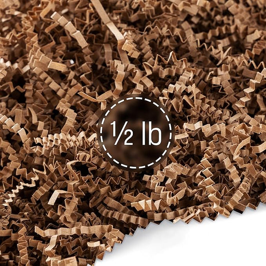 FRILLZ Crinkle Cut Paper Shred Filler (1/2 LB) for Baskets, Gifts, Packing and Protecting your Birthday, Weddings, Anniversary, Valentines Day, and other gifts (Kraft)