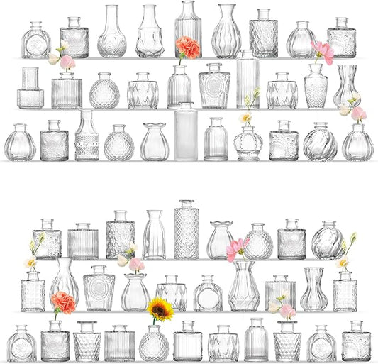 Glass Bud Vases Set of 60, Small Glass Vase for Flowers, Clear Small Vases for Centerpieces, Vintage Bud Vase in Bulk for Wedding, Party, Events, Reception, Home Decor