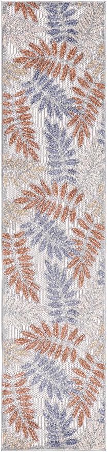 Nourison Home Aloha Blue Mocha 2' x 6' Area Rug - Easy Clean, Non Shedding, Bed Room, Living Room, Dining Room, Kitchen (6' Runner)