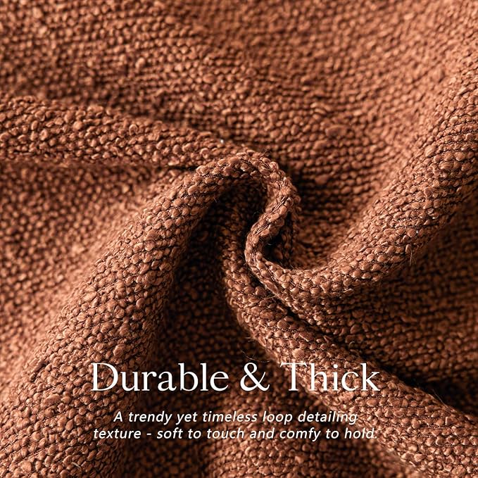 Foindtower Decorative Textured Boucle Throw Pillow Covers Accent Solid Pillow Cases Neutral Soft Cozy Couch Cushion Case for Chair Sofa Bedroom Living Room Home Decor 26x26 Inch,1PC,Burnt Orange Hazel