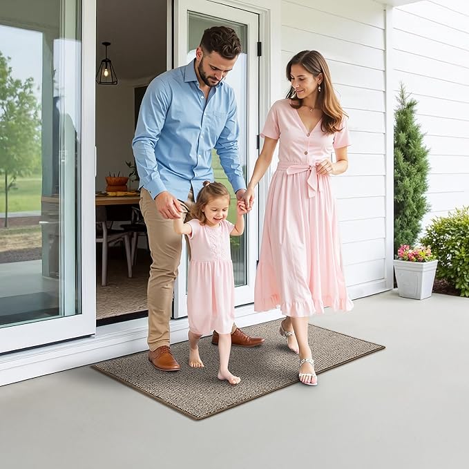 GRANNY SAYS Front Door Mat Outside Entrance, Door Mats for Entryway, Welcome Matt Non-Slip, Entryway Front Porch Mat Low Profile Resist Dirt Easy to Clean, 32"x20", Khaki Beige