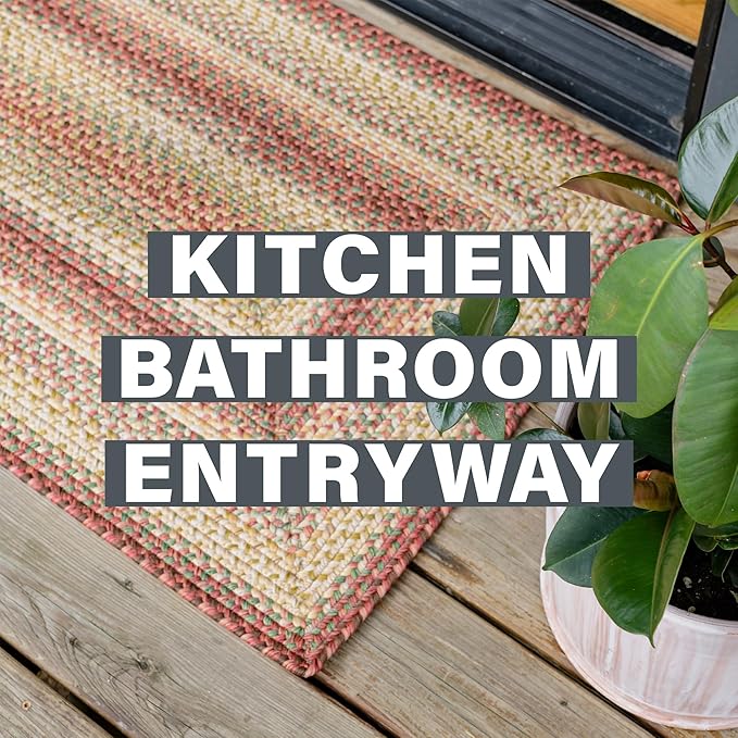 Barcelona Red and Gold Braided Rug 20x30 Rectangle - Indoor & Outdoor - Rustic Country Decor for Bathroom, Entryway, Everywhere