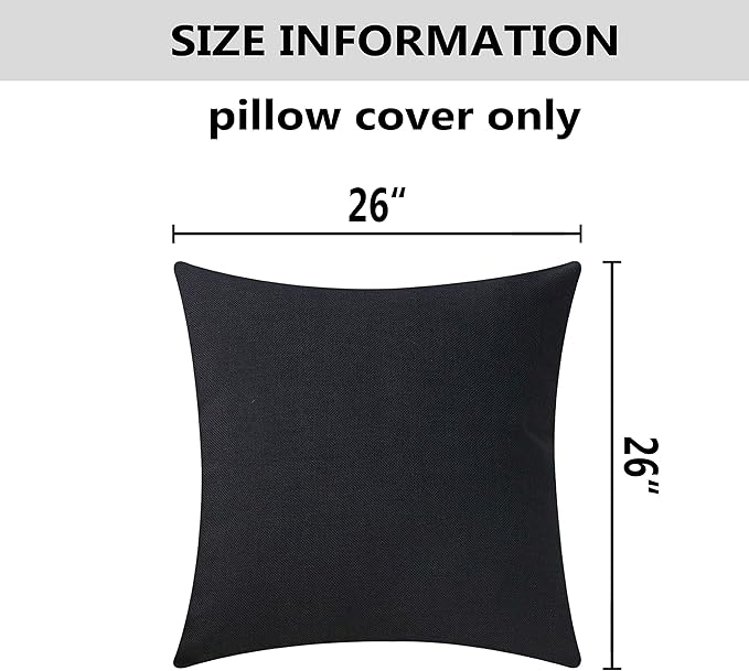 Home Brilliant Set of 2 Linen Large Throw Pillows European Shams Couch Pillow Covers Big Fall Cushion Cover for Bench, 26 x 26 inch(66cm), Black