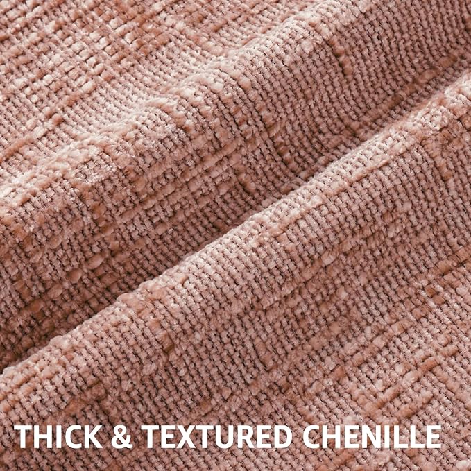 decorUhome Spring Pink Chenille Throw Pillow Covers 16x16 Set of 2 Textured Slubby Couch Pillow Covers Farmhouse Accent Neutral Decorative Pillow Cases for Bed Sofa Living Room Valentines