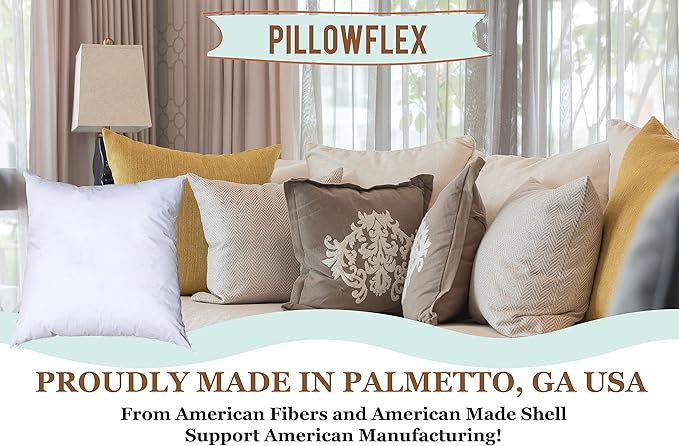 Pillowflex Premium Polyester Throw Pillow Insert - 18x18 - Ultra Soft Small Square Throw Pillow, Couch Sham, Lumbar, Back, Sofa - Machine Washable - Decorative Accent Form - 1 Soft Pillow