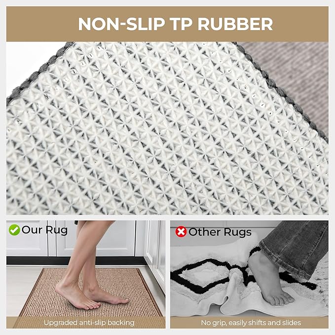 GRANNY SAYS Front Door Mat Outside Entrance, Door Mats for Entryway, Welcome Matt Non-Slip, Large Front Porch Mat Low Profile Resist Dirt, 36" x 60", Brown Beige