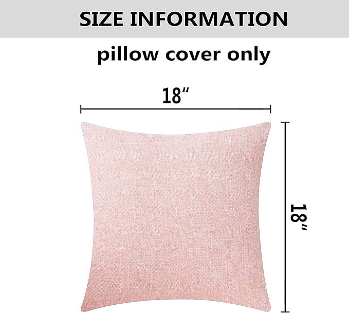 Home Brilliant ecorative Pillow Covers 18x18 Throw Pillow Covers Lined Linen Cushion Covers for Valentine's Day Bed Couch, Set of 2, 18 x 18 inches(45cm), Baby Pink