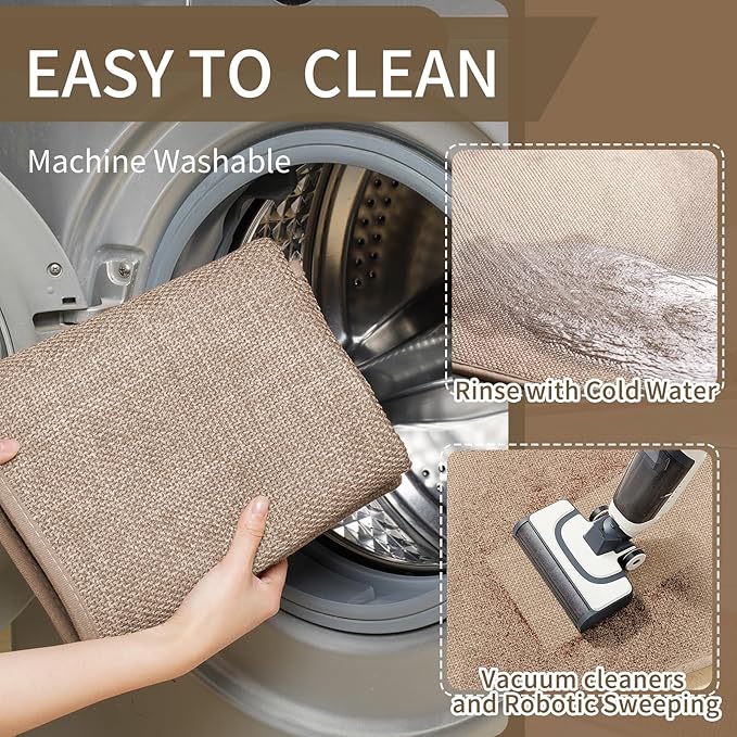 Kitchen Rugs and Mats Non Slip Washable, Absorbent Runner Rugs for Kitchen, Front of Sink, Kitchen Mats for Floor，Easy to Clean and Maintain Kitchen Floor mat(Brown, 17"x30")