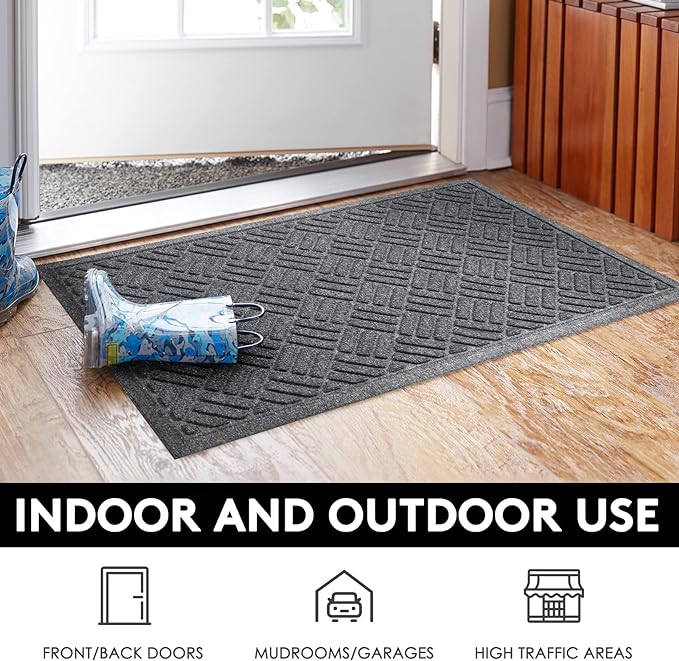 MATALL Front Door Mat 2 Pack Indoor and Outdoor Welcome Mat, Absorbent and Drain Away Water Heavy Duty Entryway Doormat for Front Back Doors, Laundry Rooms, Mudrooms and More, 29.5x17.5IN