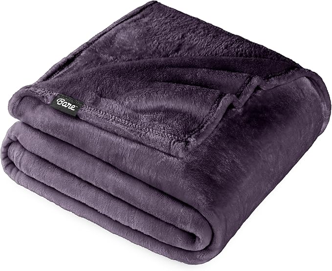 Bare Home Fleece Blanket - Throw/Travel - Ultra-Soft Lightweight for Bed, Sofa, and Couch - Luxury Microplush - Cozy Warm Blanket (Throw/Travel, Eggplant)