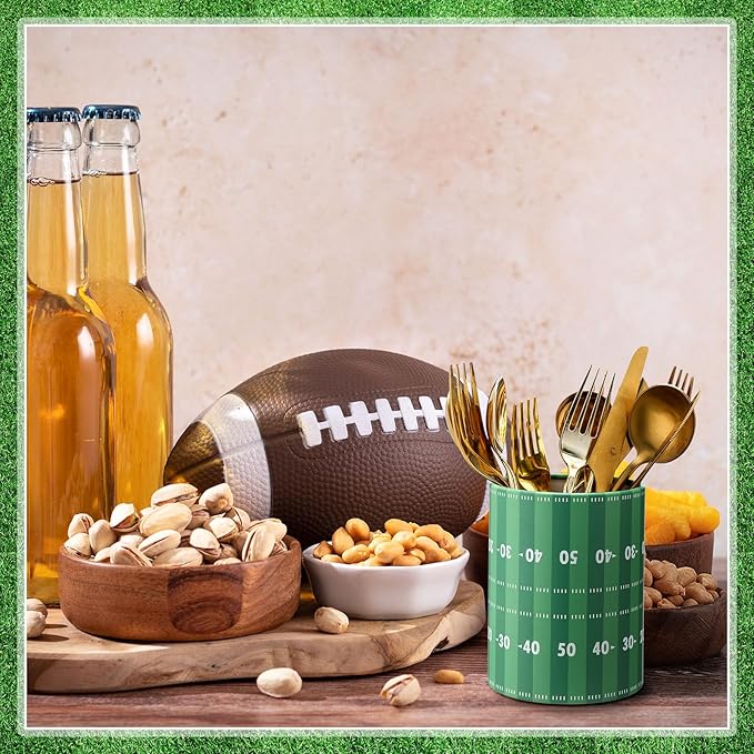 Football Party Table Centerpieces, 6 Set 5 Inch Field Sports Vase Flower Boxes with Removable Foam, Table Utensil Holder Decor for Football Party, Artificial Flowers Home & Kitchen Decor