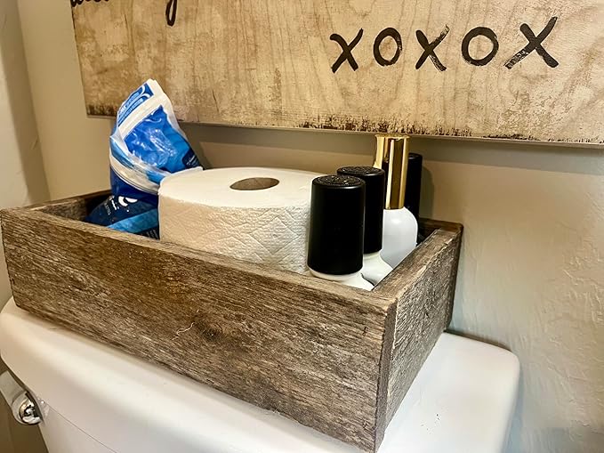 Rustic Revival | Decorative Barnwood Box – Authentic Rustic Weathered Wood Box for Table Decoration, Weddings, Parties & Farmhouse Home Decor – Real Wood Centerpiece Holder