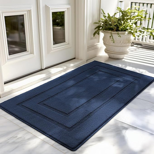 GRANNY SAYS Front Door Mat Outside Entrance, Welcome Matt Non-Slip, Outdoor Door Mats for Entryway, Long Front Porch Mat Low Profile Resist Dirt Easy to Clean, 47" x 32", Deep Blue
