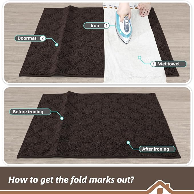 BEQHAUSE Dirt Trapper Door Mat 20" x 32", Non-Slip Washable Doormats Welcome Mat, Dirt Resistant and Absorbent Entrance Mat, Low Profile Floor Mats for Front Back Door, Entryway, Brown