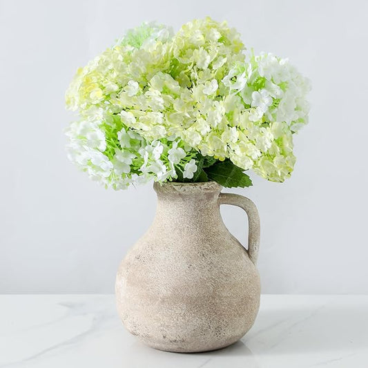 Ceramic Decorative Flower Vase 7 Inch Pottery Rustic Farmhouse Boho Terracotta Vase for Home Decor, Table, Living Room, Bathroom, Shelf, Mantel Decoration, Bronze