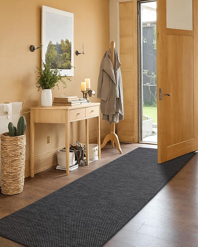 Color&Geometry Kitchen Rugs and Mats Non Slip Washable, Absorbent,Woven Kitchen Runner Rug Easy to Clean Kitchen Floor Mats for in Front of Sink, Laundry Room, Hallway, 24''x83'', Dark Grey