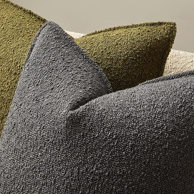 JUSPURBET 26x26 Pillow Covers Set of 2 Decorative Throw Pillow Covers Case for Couch Sofa Bed Soft Boucle Textured Cushion Covers with Hidden Zipper for Home Decor Living Room,Dark Grey