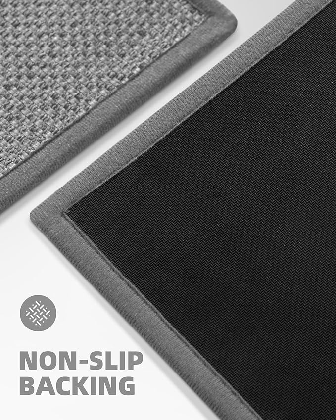 Color&Geometry Kitchen Rugs and Mats Non Slip Washable, Absorbent Woven Kitchen Runner Rug Easy to Clean Kitchen Floor Mats for in Front of Sink, Laundry Room, Hallway, 17”x47”, Light Grey